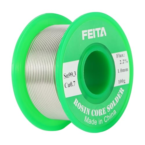 FEITA Sn99.3-Cu0.7 Lead Free Tin Rosin Core Solder Wire for Electrical Soldering, With 2.0% Solder...