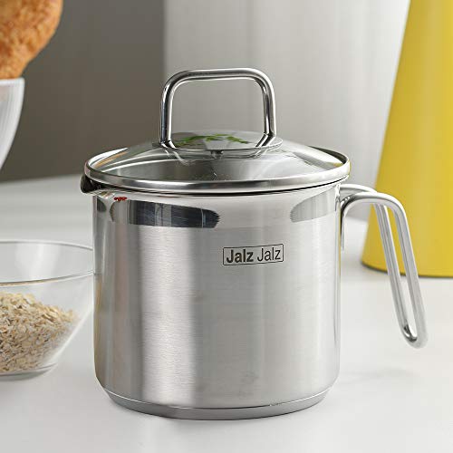 jalz jalz Stainless Steel Saucepan with Glass Lid,Classic Cookware, Sauce Pan,1.5 Quart for Boiling Milk Sauce, Gravies, Pasta,Noodles - Image 3