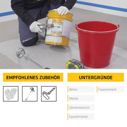 Sika – Epoxidharz Bodenbeschichtung – Sikafloor Garage - Kieselgrau (RAL7032) – Für Garagen, Keller, Hobbyräume – Beständig – 6 kg