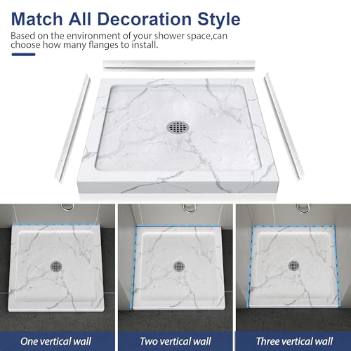 Image of KPUY 32'' X 32'' Shower Base Pan with Center Drain, Carrara White