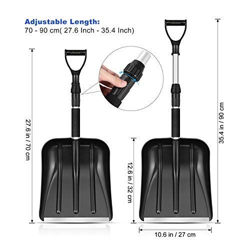 image for MOVTOTOP Snow Shovel for Car, Portable Snow Shovel with Ajustable Hand