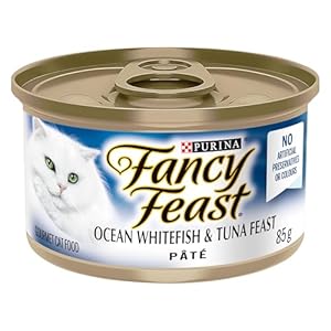 Fancy Feast Wet Cat Food, Pate Ocean Whitefish & Tuna Feast – 85 g Can (24 Pack)