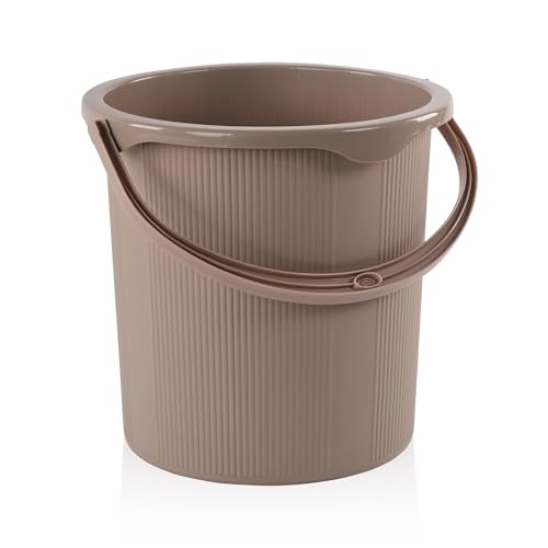 Image of Kuber Industries 25 Ltr Plastic Bucket for Bathroom | Sturdy and Easy Grip Handle | Big Bucket for Bathing | Magnite 25 | Beige