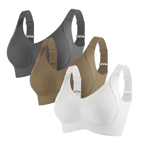 3 sujetadores deportivos para mujer, sin costuras, sin costuras, para mujer, bralette para gimnasio, sin aros, soporte fuerte para gimnasia y yoga, N, XL