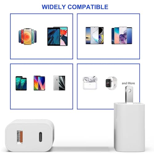 image for REKNA 4 Pack USB C Charger Block,20W USB-C & USB-A Port Charger，for 