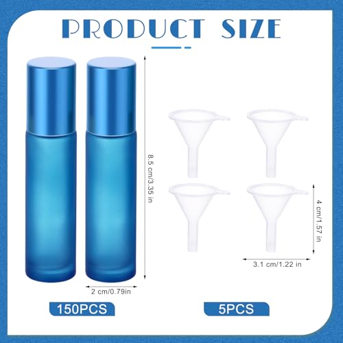 Image of Sumind 150 Pcs Frosted Glass Roller Bottles 10 ml, Frosted Dark Blue, 10 ml