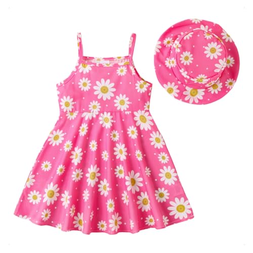 KONFEN Robe Bébé Fille Eté - Marguerite Fleur Robes de Bébé Fille sans Manche + Chapeau 2...