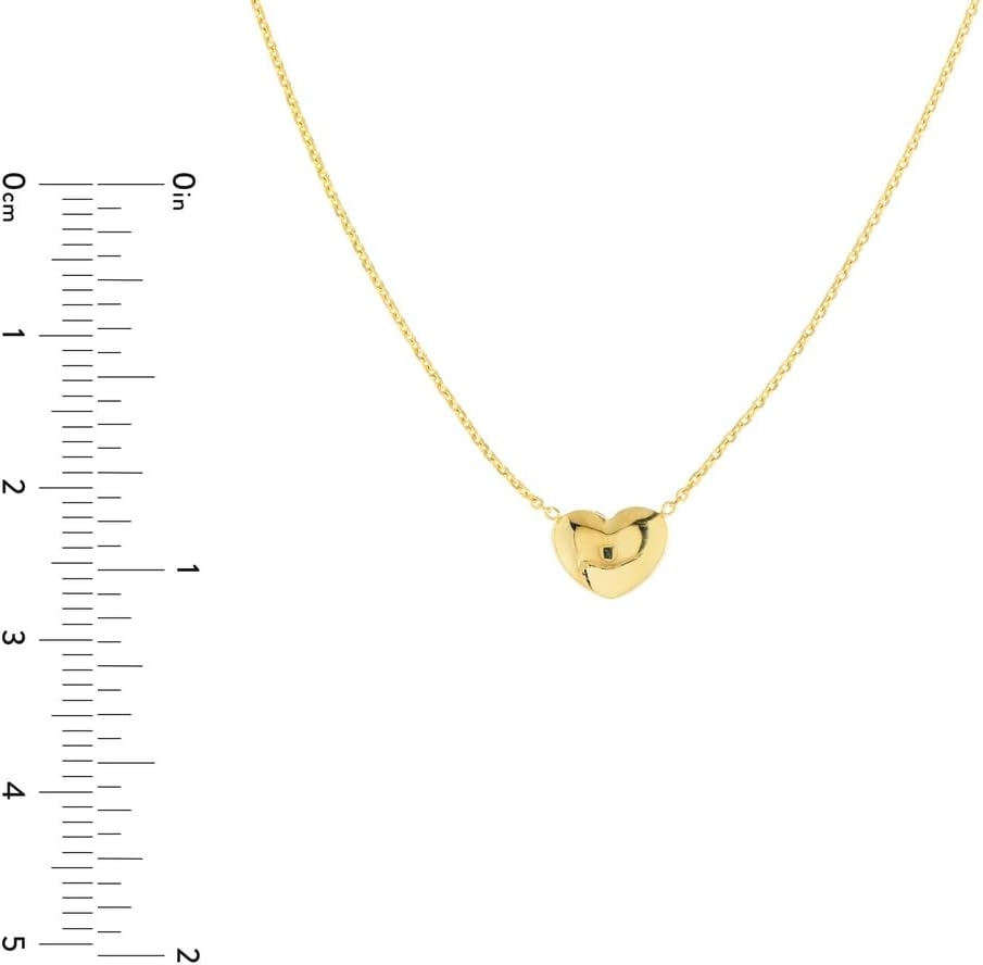 JewelryWeb 14k Yellow Gold Triple Strand Puffed Love Heart Bib Adjustable Necklace 18 Inch Strand Necklace for Women