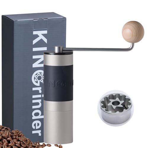 SilberKINGrinder K2 Manuelle Kaffeemühle mit 140 einstellbaren Mahlgraden French Press Drip Espresso 20-25 g Fassungsvermögen