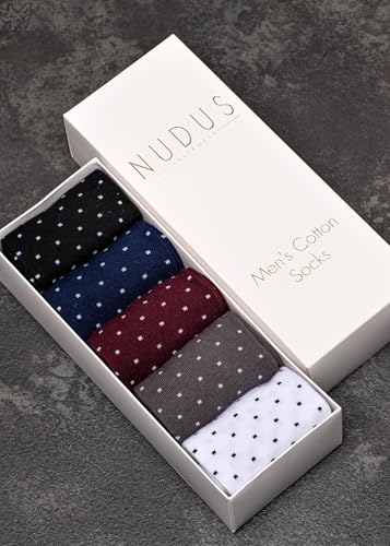 NUDUS Men’s Cotton Dress Socks - 5 Pair Gift Box - Soft, Thin and Breathable2