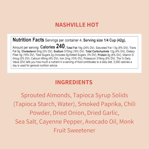 Image of Daily Crunch Sprouted Almonds, Nashville Hot, 1.5 oz Bags, 8 Pack