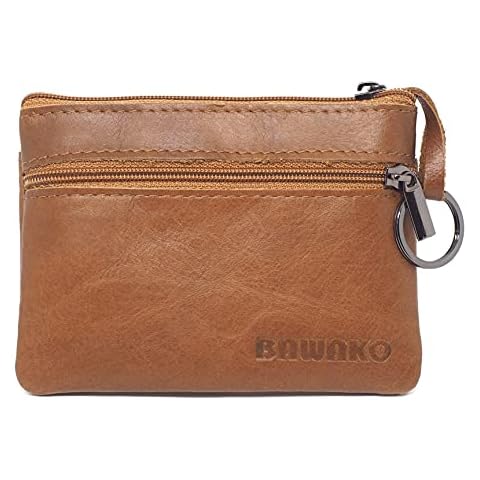 BAWAKO Monedero de Piel auténtica con Dos Compartimentos y Llavero Cover