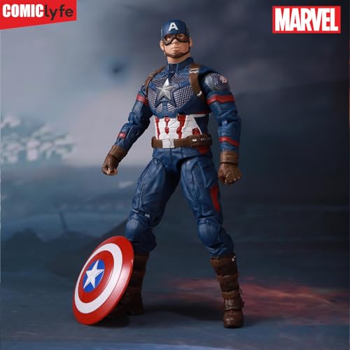 Image of Marvel Captain America Superhero Action Figure Toy (7 Inch) | Avengers Marvel Collectible Figurine | Highly Detailed, Fully Articulated Superheroes Toy | Captain America Action Figure by Comiclyfe