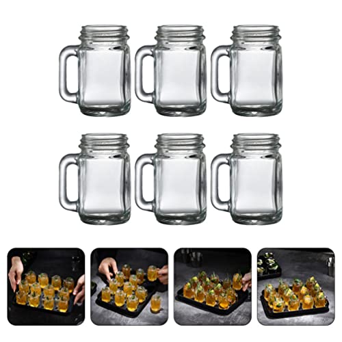 Zerodeko Mini Mason Wine Glass, Clear Glass Beer Mug with Handle - Image 2