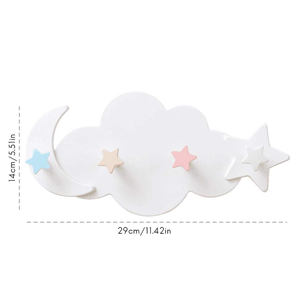 Ganchos de pared, nubes, ganchos autoadhesivos para pared y papel pintado, estantería de pared para habitación infantil, ganchos autoadhesivos, sin taladrar