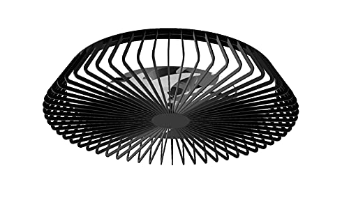 Mantra Iluminación. Modelo HIMALAYA. Ventilador y plafón de techo de 63 cm de diámetro en color negro. Fuente de luz LED 70W 2700K-5000K 4900lm. Ventilador 35W