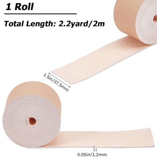 GORGECRAFT 37.5mm x 2m Flat Leather Cord 1.2mm Thick Leather Strap Strips Lychee Grain Threads Rope Strings for DIY Crafts Guitar Belt Necklace Bracelet Jewelry Making Braiding Supplies - Image 2