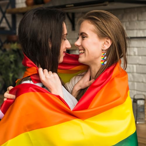 Kireida Boucles D'Oreilles Pride Arc-En-Ciel LGBTQ Pour Femmes Boucles Pendantes Avec Triple Cœur D'Amour Bijoux Suspendus Homosexuel Lesbienne Bisexuel Transgenre Access – vue 4
