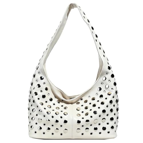 HUIJUFU Ivory White Retro Rivet Crossbody Shoulder Bag for Women by HUIJUFU - Used condition - US$33.59