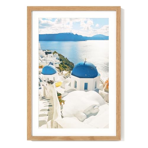 Axeman 13x19 Poster Frame | Solid Oak Wood 13x19 Picture Frame With Mat for 11x17 | 13''x19'' Wood Frame | Tempered Glass and Hanging Hardware Included Home Wall Decor Hanging Frame | Natural