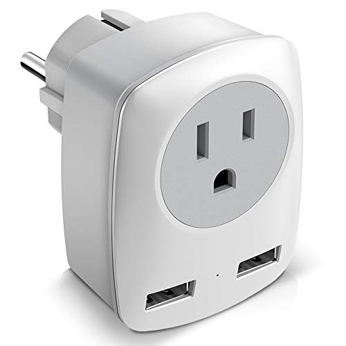 German France Spain European Travel Plug Adapter Type E F (NOT for UK), US to Europe Schuko AC Outlet Adapter with 2 USB, EU Greece Iceland Russia Norway Germany French European Power Adaptor -  JARVANIA, Germany France Travel Power Adapter