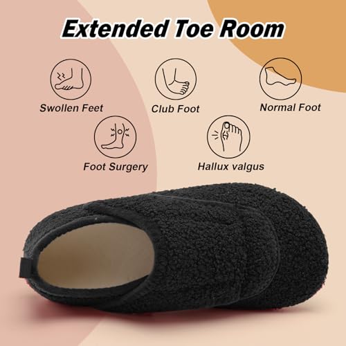 BARERUN Women's Mens Slippers Wide Diabetic Neuropathy Socks House Shoes for Swollen Feet Women Men4