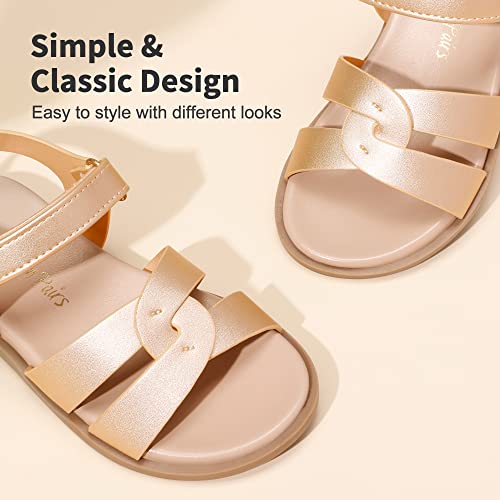 Image of DREAM PAIRS Girls Sandals Open Toe Princess Flat Sandals Strappy Summer Shoes Toddler /Little Kid