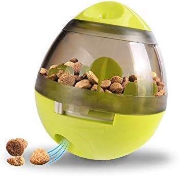 Pet Food Dispenser Treat Ball, Mental Stimulation Toy Increases IQ Interactive Chew Ball for Large Small Dog Cat Pets-Green