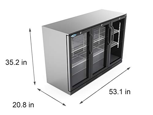 Koolmore Bc-3Dsw-Bk 3 Door Back Bar Cooler Counter Height Glass Door Refrigerator & Stainless-Steel Built-In Ice Maker Machine With Large 25 Lb. Cube Storage Basket thumb #3