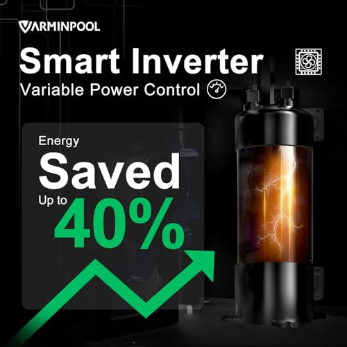 VARMINPOOL 16000 BTU Above Ground Pool Electric Pool Heater for Pools up to 5400 Gallons, Swimming Pool Heater with WiFi Control App, 110V Pool Heat Pump with Titanium Heat Exchanger