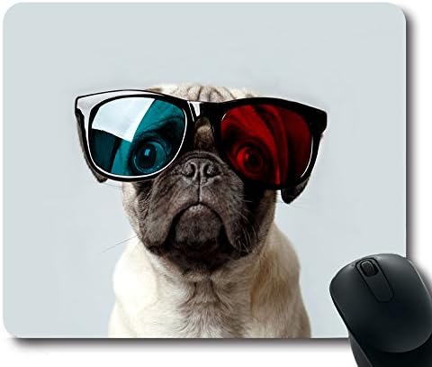 Knseva Cool Pug Dog Gaming Mouse Pad Non-Slip Rectangle Mouse Mat in 220mm180mm3mm (9" 7")