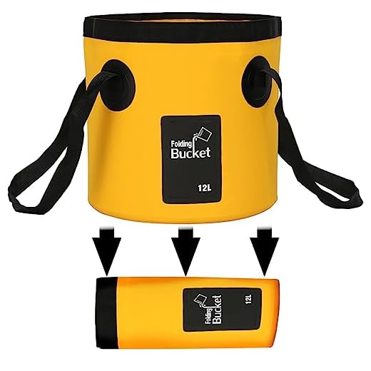 Collapsible Bucket Camping Water Storage Container 12L Multifunctional Portable Collapsible Fishing Bucket -Wash Basin Folding Bucket -Water Container for Fishing-Camping-Gardening (Yellow, 12L)