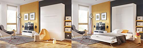 Mirjan24  Schrankbett Concept Pro I Vertical, Wandklappbett inkl. Lattenrost, Bettschrank, Wandbett, Schrank mit integriertem Klappbett, Funktionsbett, Farbauswahl, (140×200 cm, Weiß) - 3