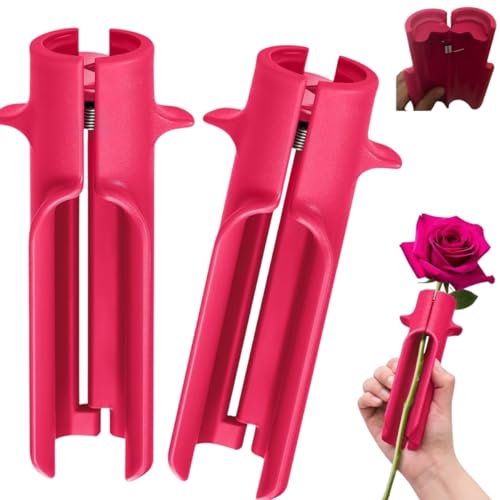 2Pcs Rose Thorn Stripper Tool, Flower Stem Cutter & Leaf Remover – Professional Gardening Tool for Florists, DIY Bouquets, Home, Wedding, Floral Arrangements (Rosered)