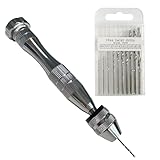 Handbohrer für Epoxidharz, Holz, Kunststoff, Perlen, Modellbau – Mini Spiralbohrer Set mit 10 HSS Bohrern 0,8–3 mm, Edelstahlgriff, 3-Backenfutter, Schmuck DIY Werkzeug