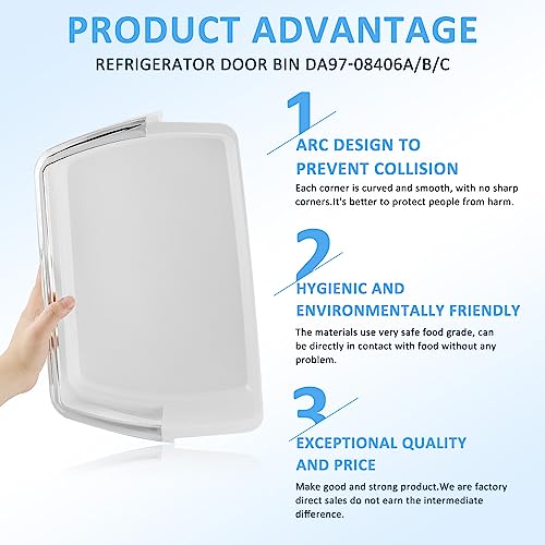 Da97-08406A/Da97-08406B/Da97-08406C Refrigerator Door Shelf Bin (Right Side) Compatible For Sam-Sung Refrigerator Rf4287Hars Parts-Rf4287/Rf4289 Series Right Fridge Door Shelf Parts By Miflus #TOP7