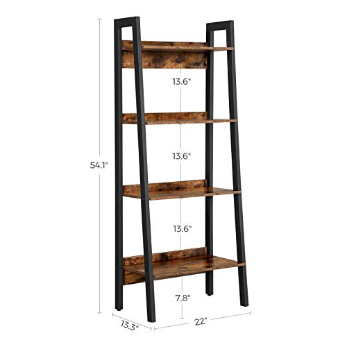 image for VASAGLE Ladder Shelf, 4-Tier Home Office Bookshelf, Freestanding Stora