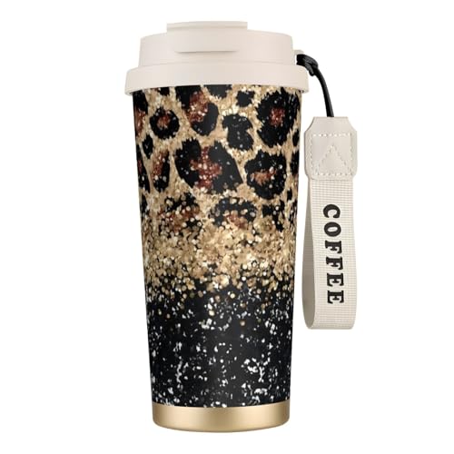 タンブラー ヒョウ柄 マグボトル コーヒーカップ 水筒 保温 保冷 ウォーターボトル 蓋付き ストロー付き 直飲み おしゃれ プレゼント