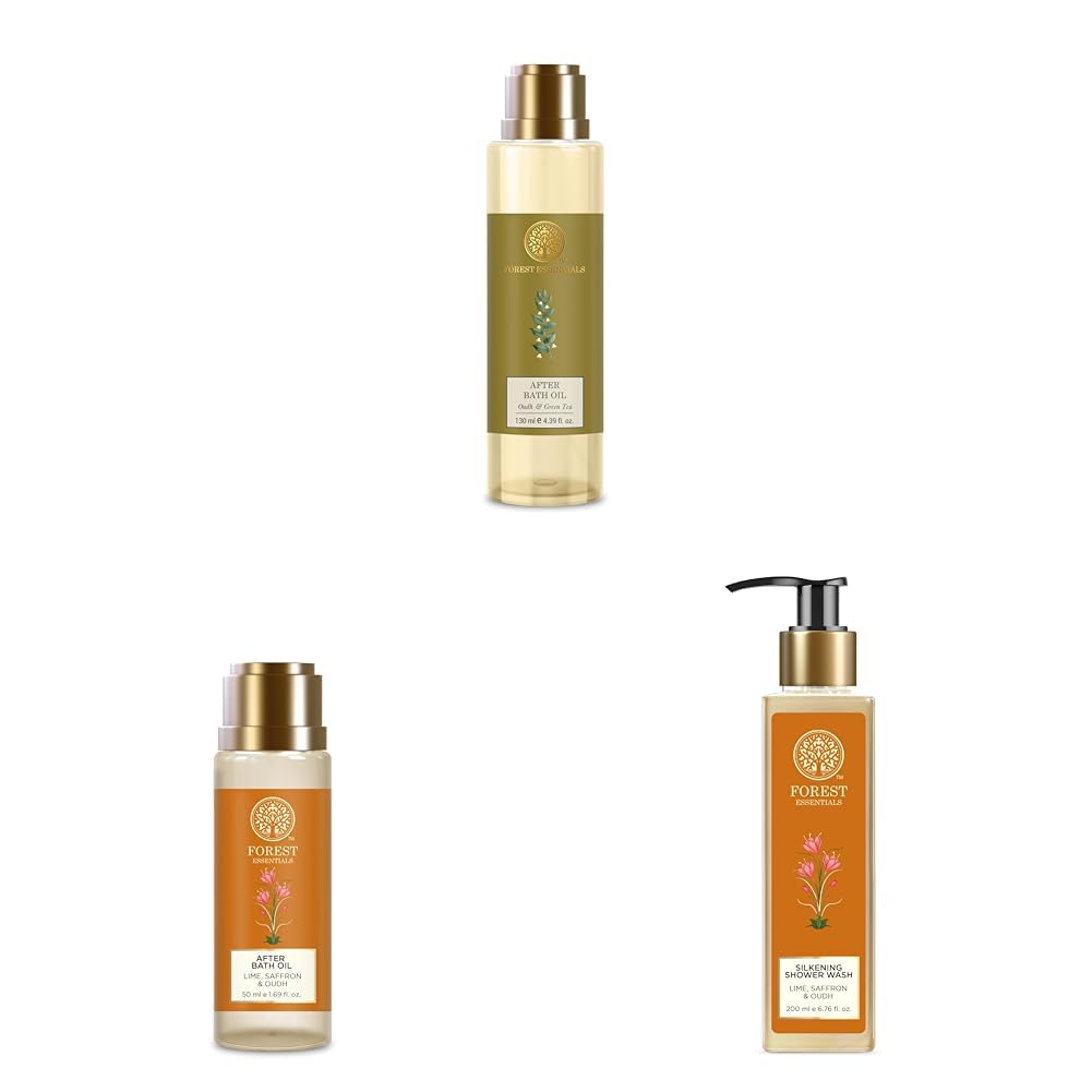 Forest Essentials Oudh Green Tea Oil, Lime Saffron Oil, Shower Wash-image-46