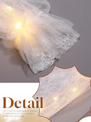 White Fingerless Light Up Gloves Lace Long Arm Sleeves for Women3