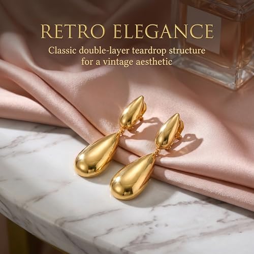 Aretes estilo lágrima doble clip para mujer miniatura 4