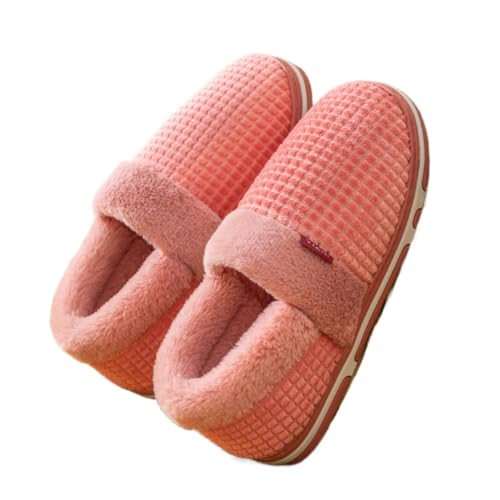 Premium Comfort Thermal Closed Back Grid Non Slip Women's Fuzzy House Slippers Indoor Soft Warm Shoes Cushion Sole