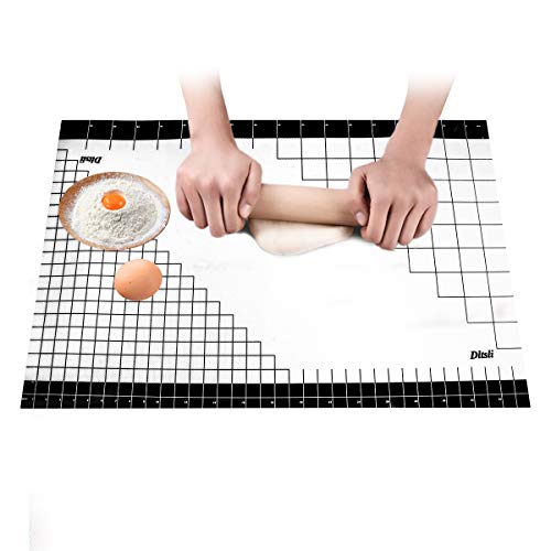 36 x 24 inch Silicone Pastry Mat XXL Extra Large Non Stick Baking Mat, Full Sticks To Countertop Surface Liner For Rolling Dough Kneading Fondant Pie Crust Pizza Bread Cookie Scone (Black)