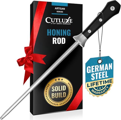 Cutluxe Honing Rod, Knife Sharpener Rod – 10" Honing Steel