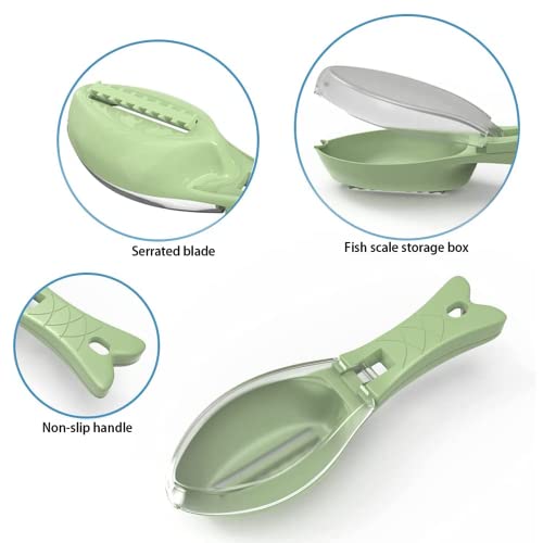 Foto von mciskin 4 Stück Edelstahl Fischschuppen Entferner Reiniger Küche Fischentschupper Fischhaut Reiben Reinigung Schäler Scaler Schaber mit Flaschenöffner für Küche Fisch Reinigungswerkzeuge