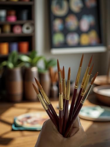 Image of polo Synthetic Hair Flat Brushes 5 | Pack of 10 | Premium Fine Edge Paintbrush Set for Acrylic, Wate