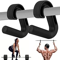 DAMIHAI 2 Stück Double D Fitness Griffe, 90-Grad-Haken Klimmzug Griffe, Neutral Grip Griffbefestigung, Pull Up Grips für Klimmzugstangen, Rückentraining, Langhanteln, Kabelzug-Aufsatz(Schwarz)