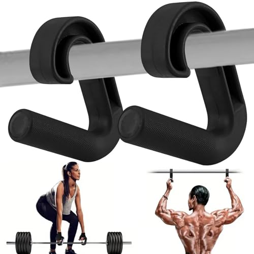 DAMIHAI 2 Stück Double D Fitness Griffe, 90-Grad-Haken Klimmzug Griffe, Neutral Grip Griffbefestigung, Pull Up Grips für Klimmzugstangen, Rückentraining, Langhanteln, Kabelzug-Aufsatz（Schwarz）