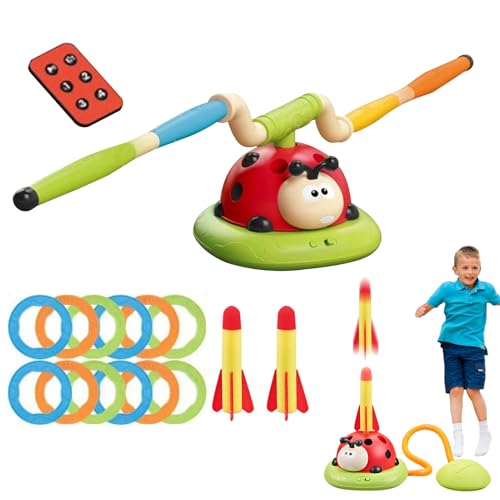Juques Musicales - Lanzador De Cohetes De Mariquita Para Niños, Juguete De Salto De Control Remoto | Juegos De Jardín Al Aire Libre Para Niños Pequeños, Juego Establecido Para Patio, Diversión