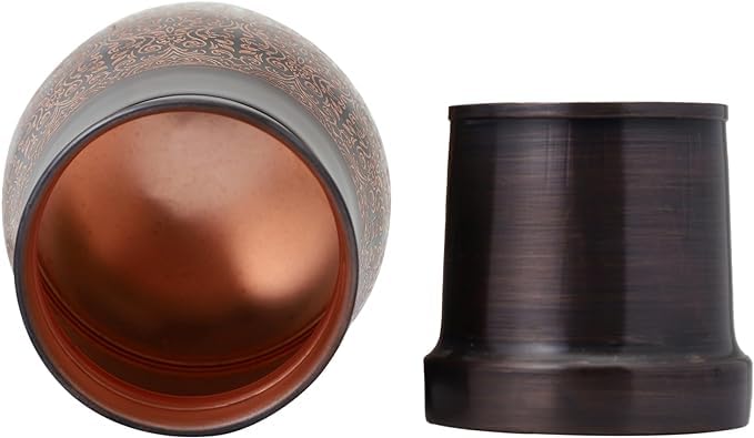 Pure Copper Bedside Carafe for Ayurveda Health Benefits - Capacity - 1 Liter (33.81 US Fluid Ounce) (Floral Pattern) - Image 3